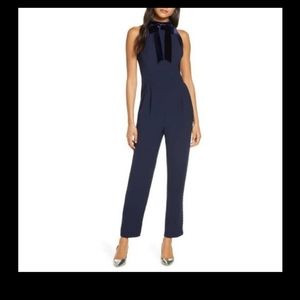 Nordstrom Navy Jumpsuit w/velvet bow